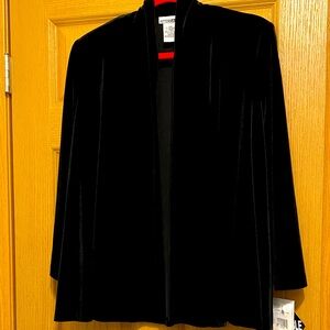 Elegant Black Velvet Blazer 90% Polyester 10% Spandex